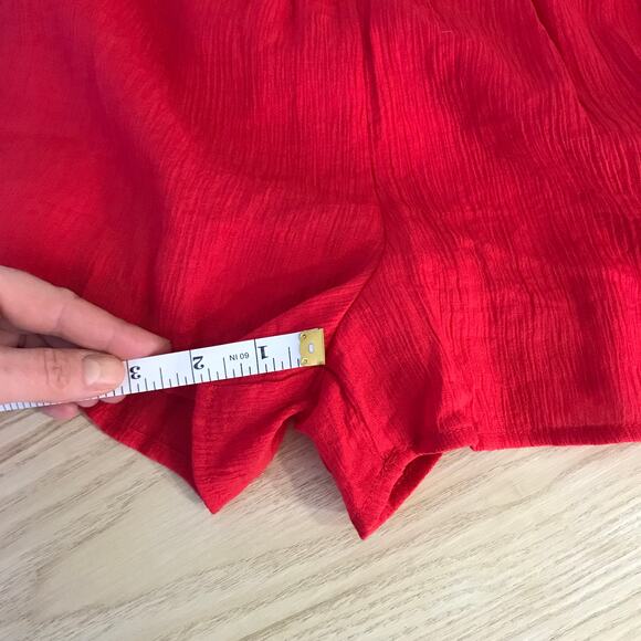 One Clothing Romper Small Red Deep V Neck Sleeveless Flowy Vacation Tomato Sexy - Picture 13 of 13